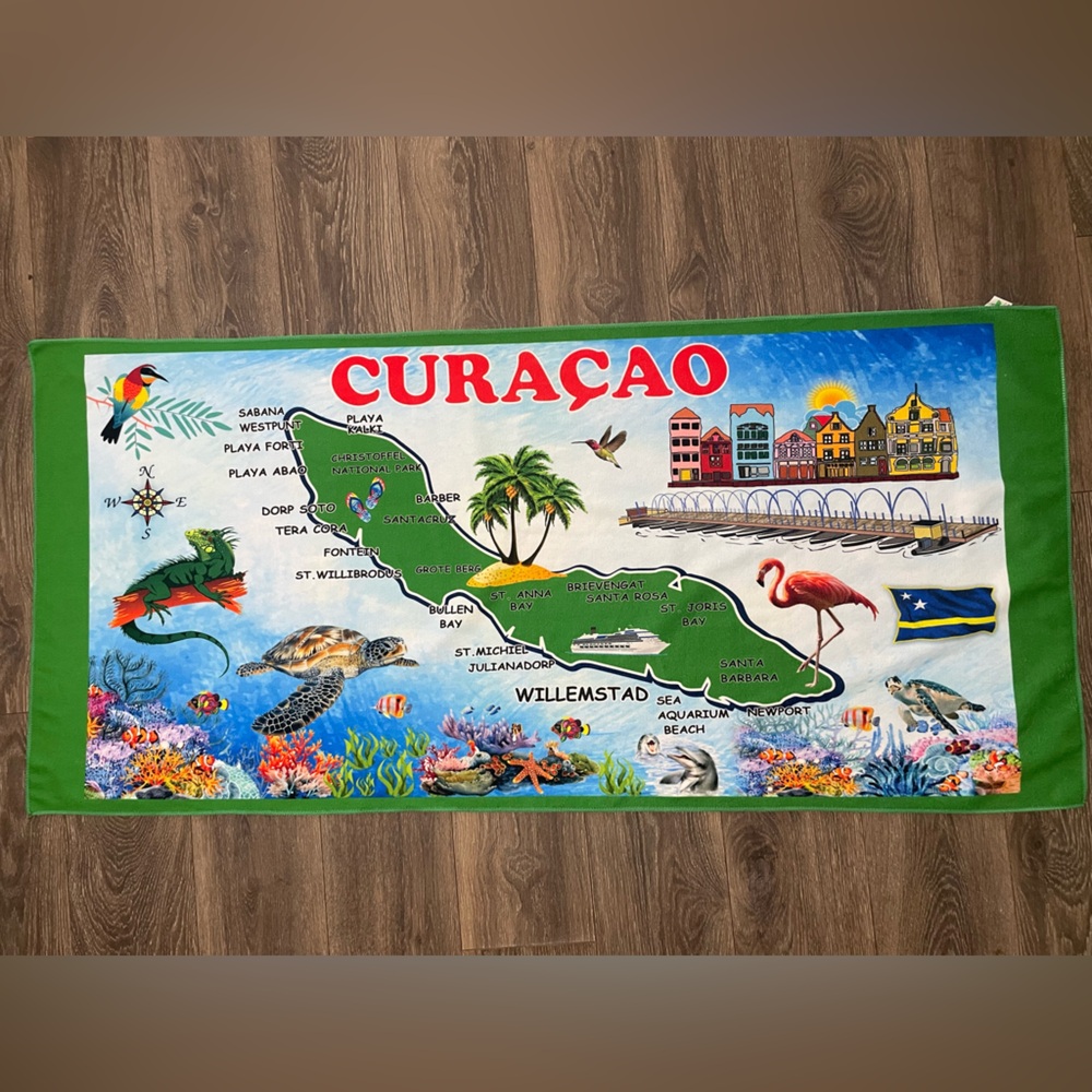 Souvenir Curacao graphic Map Beach Towel souvenir beach towel Lily & James soft